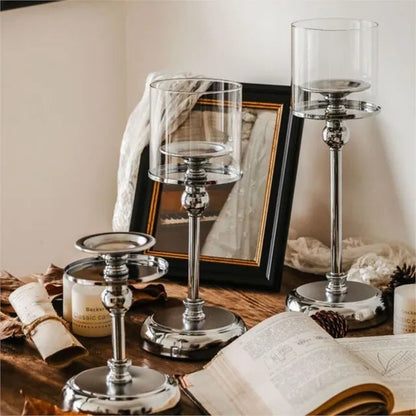 Elegante portavelas de cristal para la decoración del hogar moderno