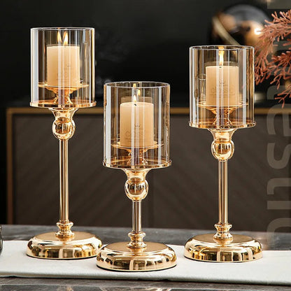 Elegante portavelas de cristal para la decoración del hogar moderno