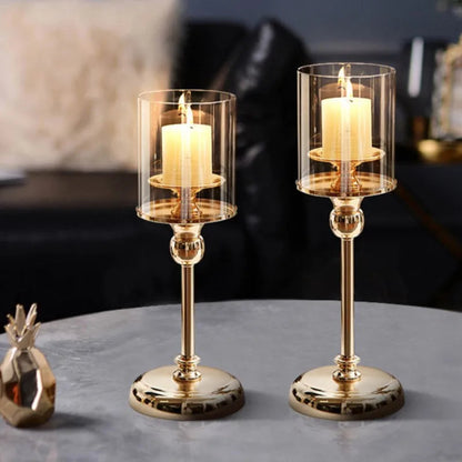 Elegante portavelas de cristal para la decoración del hogar moderno