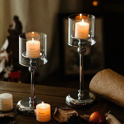 Elegante portavelas de cristal para la decoración del hogar moderno