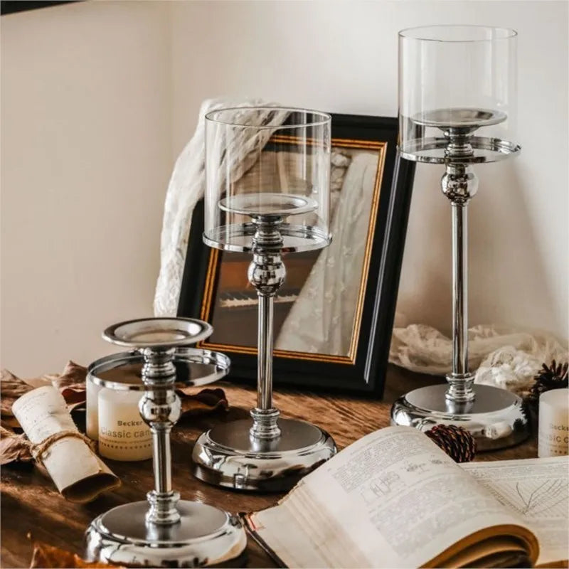 Elegante portavelas de cristal para la decoración del hogar moderno
