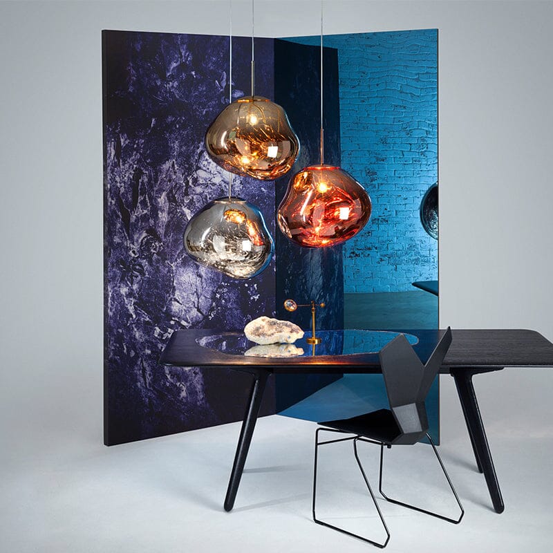 Reflective Globe Hanging Light Fixture Adjustable Height E27 Socket for Kitchens Dining Rooms | Modern Orb Ceiling Lamp Chrome Gold Glass