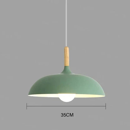 Oak Wood Pendant Light Fixture – Modern Scandinavian Ceiling Lamp with LED – Adjustable Cord – For Kitchen, Dining Room, Bedroom, Living