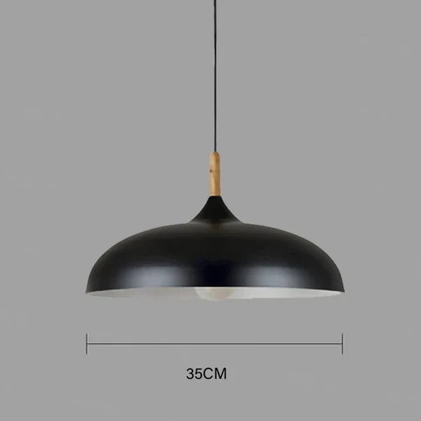 Oak Wood Pendant Light Fixture – Modern Scandinavian Ceiling Lamp with LED – Adjustable Cord – For Kitchen, Dining Room, Bedroom, Living