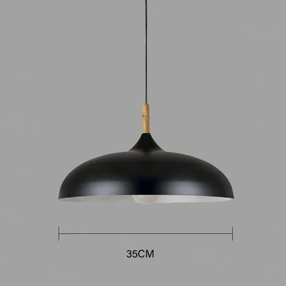 Oak Wood Pendant Light Fixture – Modern Scandinavian Ceiling Lamp with LED – Adjustable Cord – For Kitchen, Dining Room, Bedroom, Living