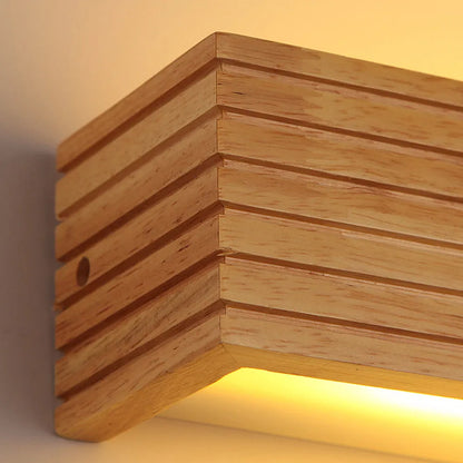 Horizontal Acrylic Sconce Wood Finish E27 Hardwired 22 in Wide Ambient Lighting Minimalist Bedside Hallway Living Room Indoor Fixture