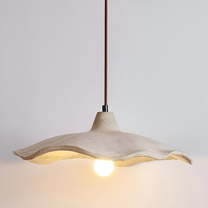 Lámpara colgante de hormigón de 16 pulgadas, forma de pétalo orgánico para comedor, isla de cocina y dormitorio, estilo Wabi-Sabi, cable ajustable, compatible con LED, moderno