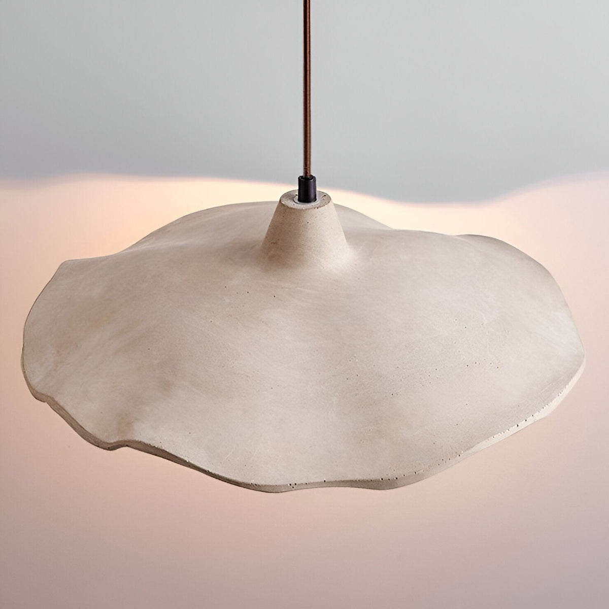 Lámpara colgante de hormigón de 16 pulgadas, forma de pétalo orgánico para comedor, isla de cocina y dormitorio, estilo Wabi-Sabi, cable ajustable, compatible con LED, moderno
