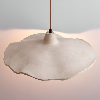 Lámpara colgante de hormigón de 16 pulgadas, forma de pétalo orgánico para comedor, isla de cocina y dormitorio, estilo Wabi-Sabi, cable ajustable, compatible con LED, moderno