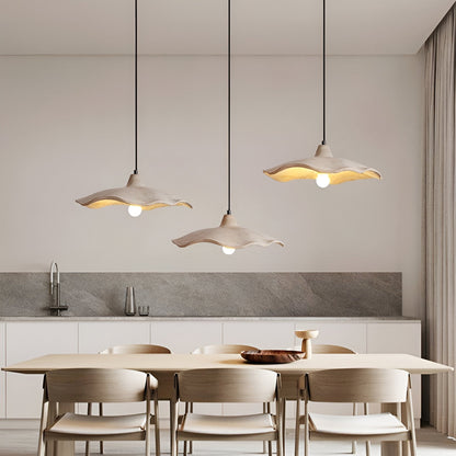 Lámpara colgante de hormigón de 16 pulgadas, forma de pétalo orgánico para comedor, isla de cocina y dormitorio, estilo Wabi-Sabi, cable ajustable, compatible con LED, moderno