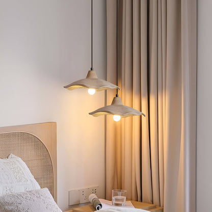 Lámpara colgante de hormigón de 16 pulgadas, forma de pétalo orgánico para comedor, isla de cocina y dormitorio, estilo Wabi-Sabi, cable ajustable, compatible con LED, moderno