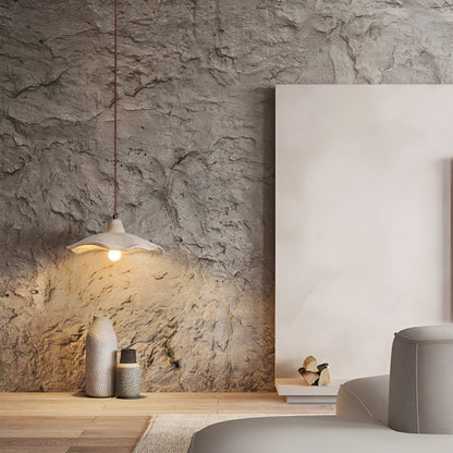 Lámpara colgante de hormigón de 16 pulgadas, forma de pétalo orgánico para comedor, isla de cocina y dormitorio, estilo Wabi-Sabi, cable ajustable, compatible con LED, moderno