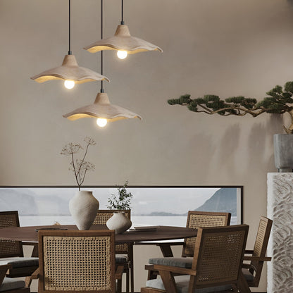 Lámpara colgante de hormigón de 16 pulgadas, forma de pétalo orgánico para comedor, isla de cocina y dormitorio, estilo Wabi-Sabi, cable ajustable, compatible con LED, moderno