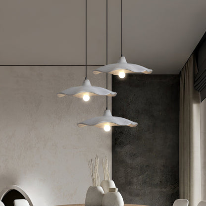 Lámpara colgante de hormigón de 16 pulgadas, forma de pétalo orgánico para comedor, isla de cocina y dormitorio, estilo Wabi-Sabi, cable ajustable, compatible con LED, moderno