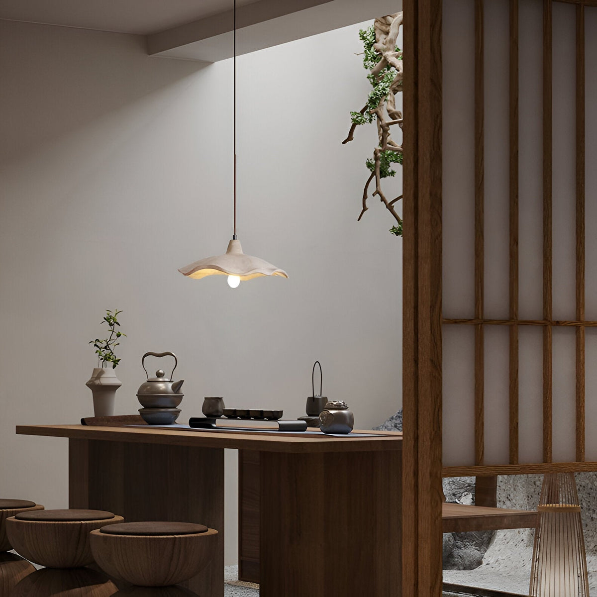Lámpara colgante de hormigón de 16 pulgadas, forma de pétalo orgánico para comedor, isla de cocina y dormitorio, estilo Wabi-Sabi, cable ajustable, compatible con LED, moderno