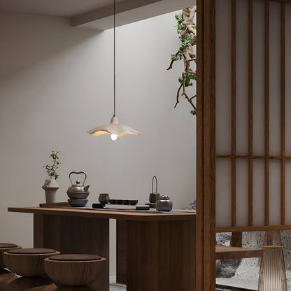 Lámpara colgante de hormigón de 16 pulgadas, forma de pétalo orgánico para comedor, isla de cocina y dormitorio, estilo Wabi-Sabi, cable ajustable, compatible con LED, moderno