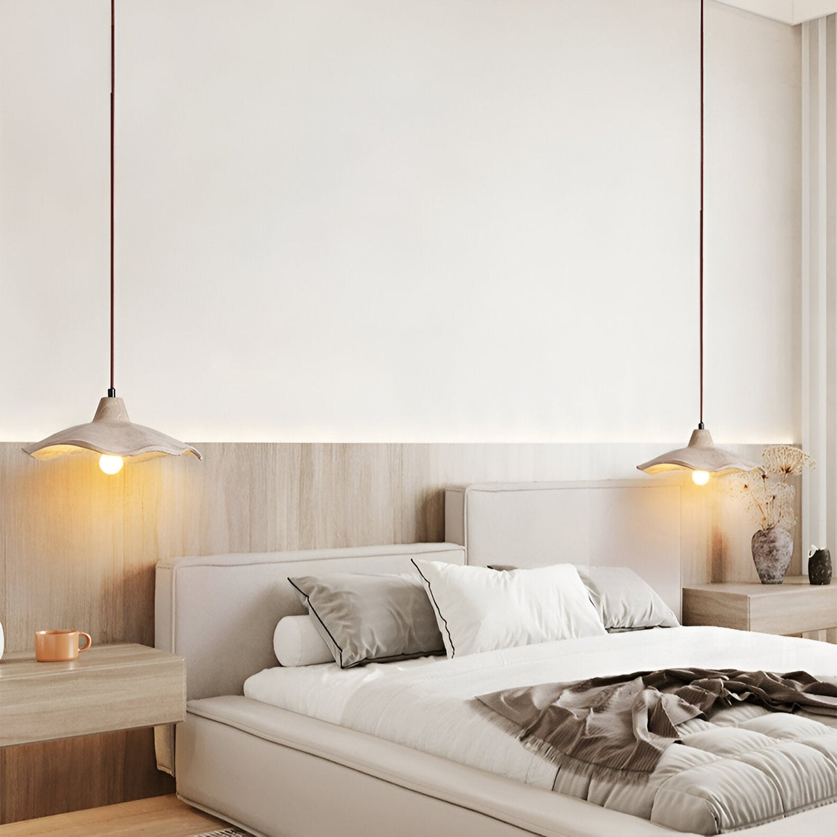 Lámpara colgante de hormigón de 16 pulgadas, forma de pétalo orgánico para comedor, isla de cocina y dormitorio, estilo Wabi-Sabi, cable ajustable, compatible con LED, moderno