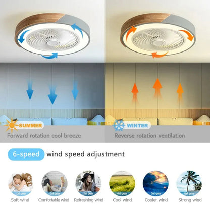 Wood Ceiling Fan with Dimmable LED Light & Remote 20 Inch for Bedroom Living Room Compact Indoor Airflow Cooling Rustic Decor