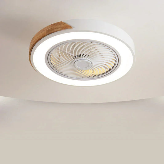 Ventilador de techo de madera con luz LED regulable y control remoto de 20 pulgadas para dormitorio, sala de estar, flujo de aire compacto para interiores, refrigeración y decoración rústica