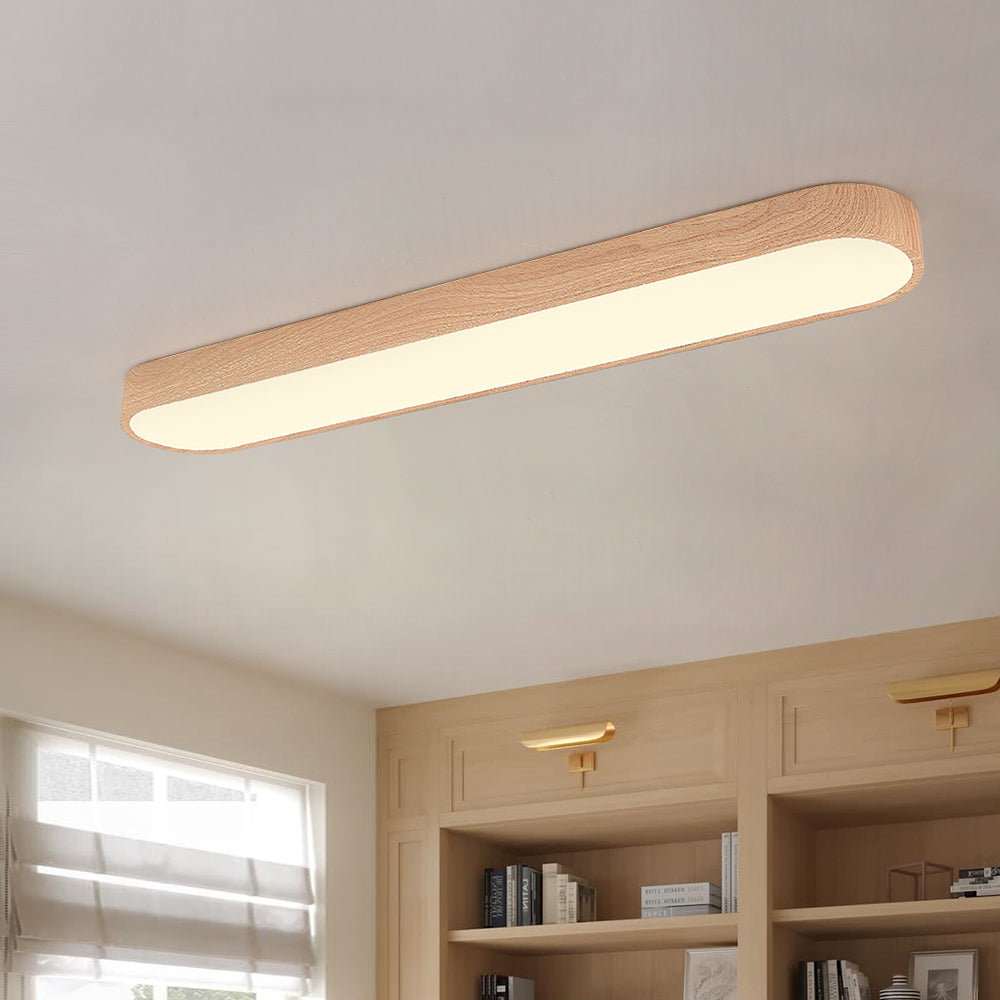 Ortekor Nordic Glow | Flush Mount Ceiling Light with Wood Accent | Elegant Oval Design for Cozy Ambient Lighting