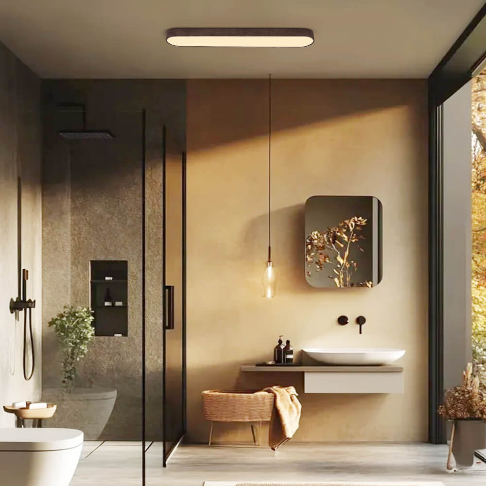 Ortekor Nordic Glow | Flush Mount Ceiling Light with Wood Accent | Elegant Oval Design for Cozy Ambient Lighting