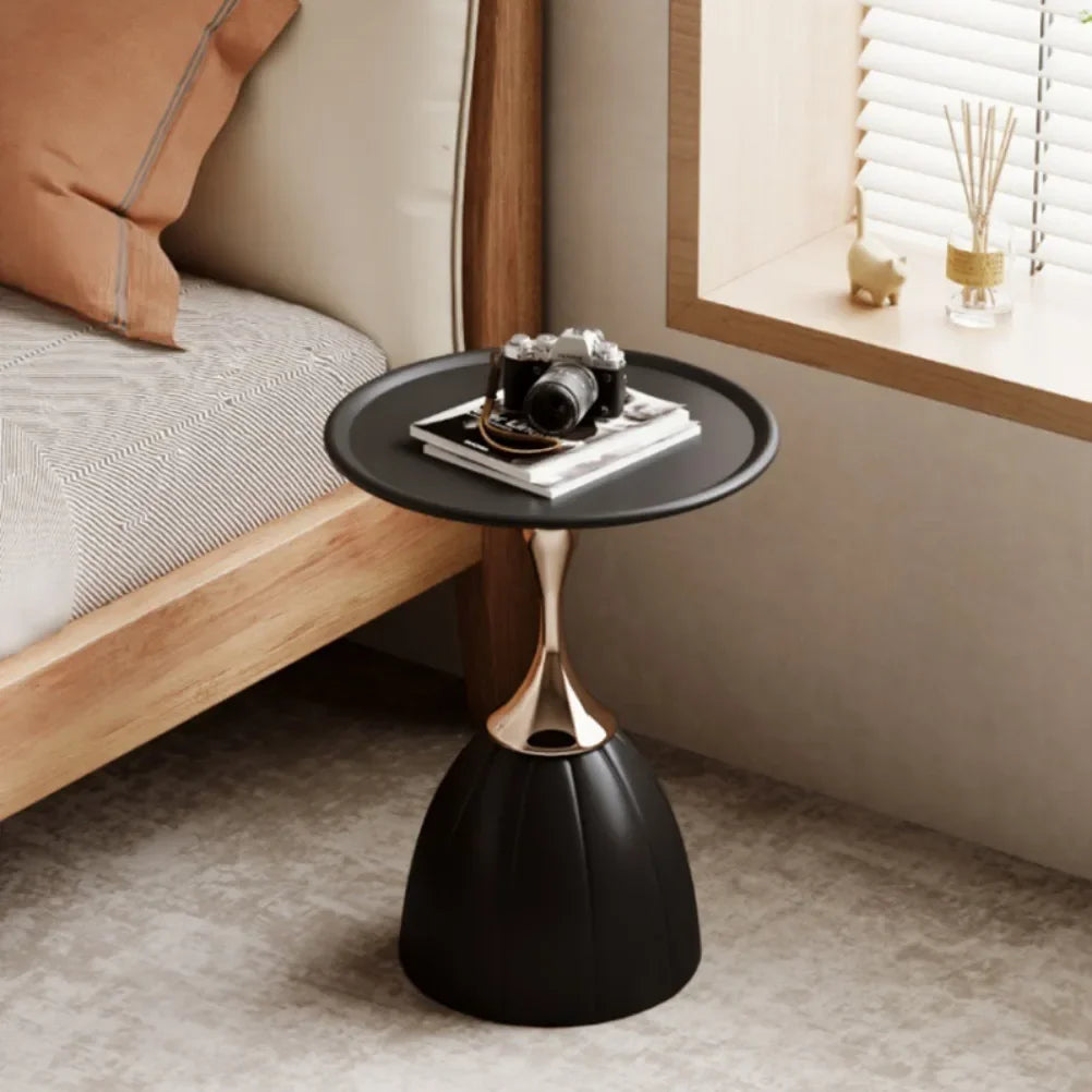 Nordic Lotus Side Table – Scandinavian Minimalist Design with Storage Rack