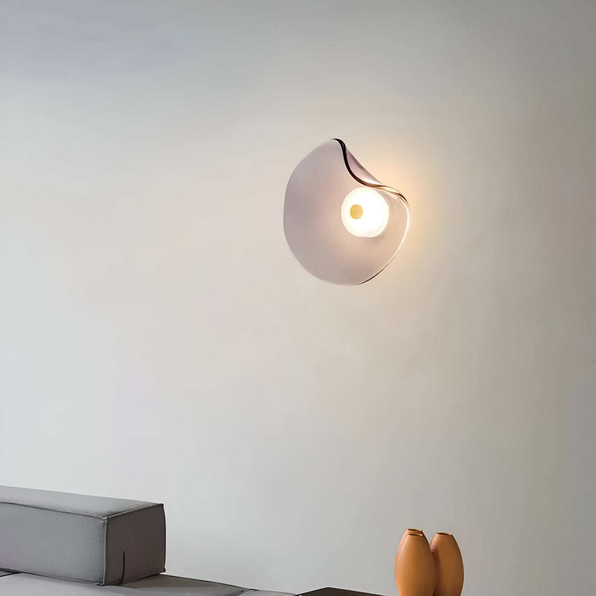 Aplique de pared curvo de vidrio con luz LED blanca cálida hacia arriba y hacia abajo para dormitorio, sala de estar, pasillo, iluminación decorativa moderna para interiores, 10 pulgadas, vidrio templado