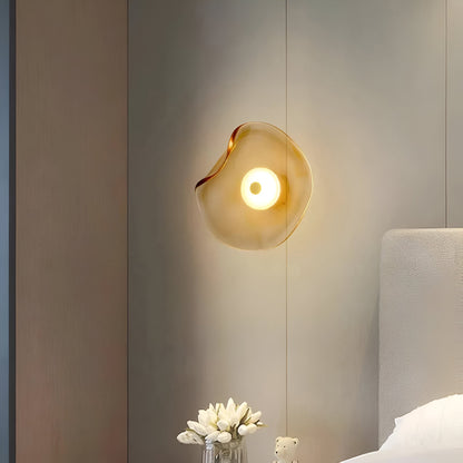 Aplique de pared curvo de vidrio con luz LED blanca cálida hacia arriba y hacia abajo para dormitorio, sala de estar, pasillo, iluminación decorativa moderna para interiores, 10 pulgadas, vidrio templado