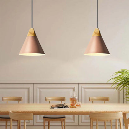 Aluminum & Wood Hanging Lamp E27 Socket Gray Black White Yellow Kitchen Island Dining Table Overhead Fixture Scandinavian Style Modern Minim