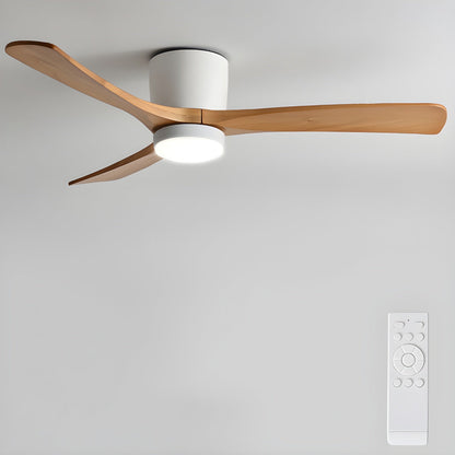 Wood Blade Ceiling Fan with Integrated LED Light and Remote Control for Bedroom Living Room Quiet DC Motor Airflow Year-Round Comfort Scandi