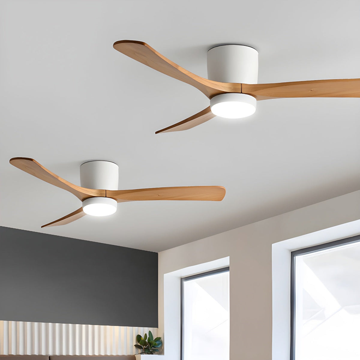 Sycamore Wood Ceiling Fan with LED Light – Whisper-Quiet 6-Speed DC Motor, Reversible Airflow, Remote Control, 42/48/52 Inch