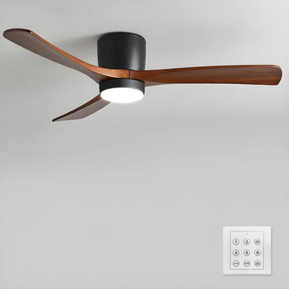 42-Inch Wooden Blade Ceiling Fan with Dimmable LED Light, Ultra-Quiet DC Motor for Bedrooms, Reversible Airflow, Three Color Temperatures, M