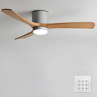 Sycamore Wood Ceiling Fan with LED Light – Whisper-Quiet 6-Speed DC Motor, Reversible Airflow, Remote Control, 42/48/52 Inch