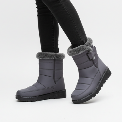 Women's Waterproof Snow Boots with Plush Lining and Non-Slip Sole for Winter | Ankle-High Velcro Closure Insulated Footwear