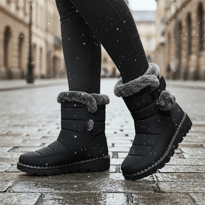 Women's Waterproof Snow Boots with Plush Lining and Non-Slip Sole for Winter | Ankle-High Velcro Closure Insulated Footwear