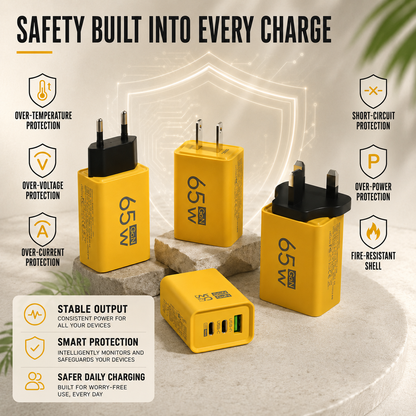 Multi-Port USB Wall Adapter with GaN Technology – Fast Charging for Phones, Tablets & Laptops