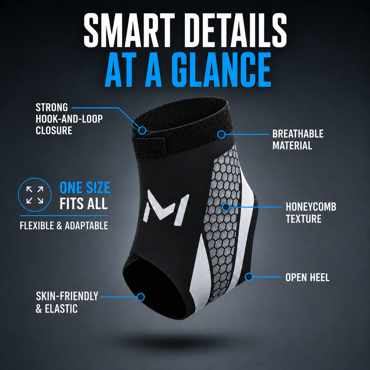 Ankle Compression Brace for Support & Stability During Sports | Adjustable Wrap for Running, Basketball, Gym | Breathable Neoprene-Free