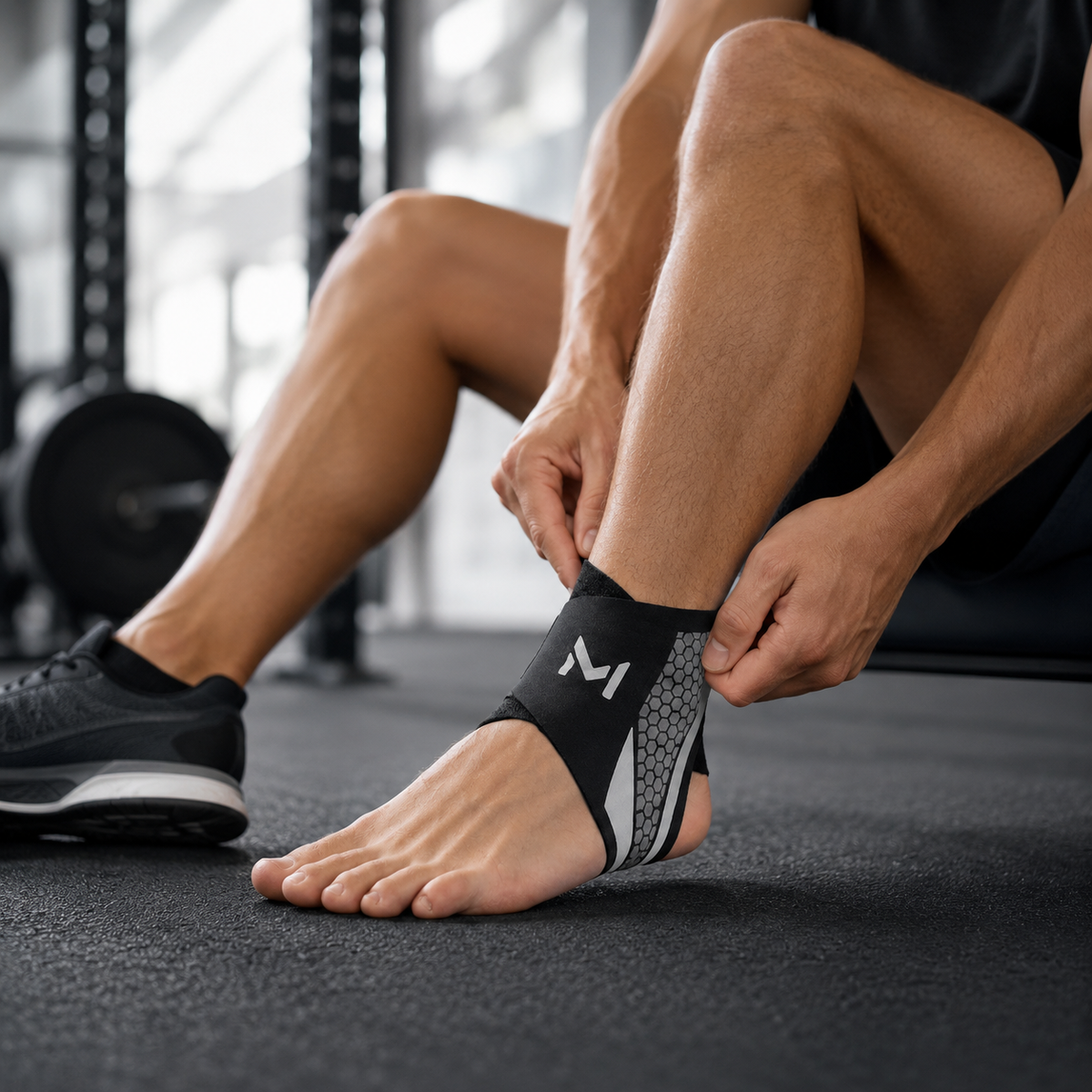 Ankle Compression Brace for Support & Stability During Sports | Adjustable Wrap for Running, Basketball, Gym | Breathable Neoprene-Free