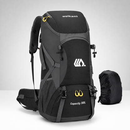 50L Hiking Backpack with Separate Shoe Compartment – Ventilated Back Panel, Padded Straps & Hip Belt – Multi-Day Trail Pack for Camping &