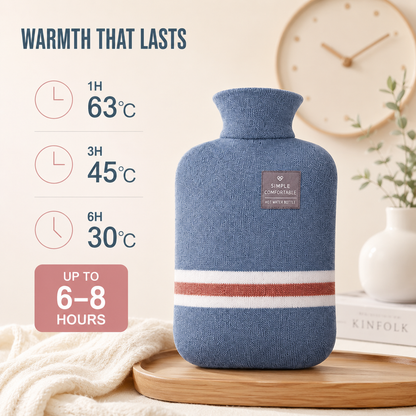 67 fl oz Jumbo Heat Therapy Bottle with Fleece Sleeve – Stays Warm 6-8 Hours for Sore Muscles, Cold Feet & Cramps