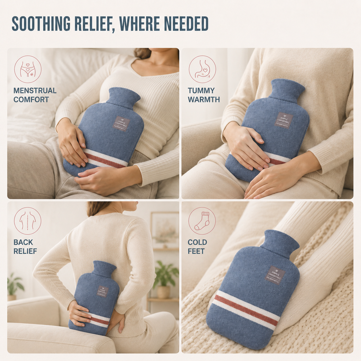 67 fl oz Jumbo Heat Therapy Bottle with Fleece Sleeve – Stays Warm 6-8 Hours for Sore Muscles, Cold Feet & Cramps