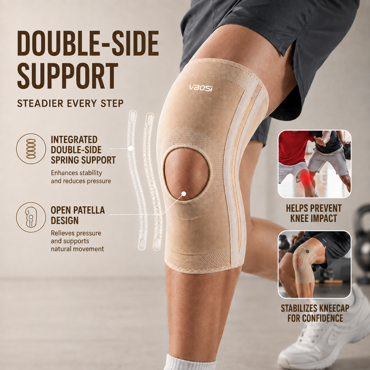 Compression Knee Brace with Side Stabilizers for Joint Support & Pain Relief – Breathable Elastic Design for Running, Workouts & Everyday
