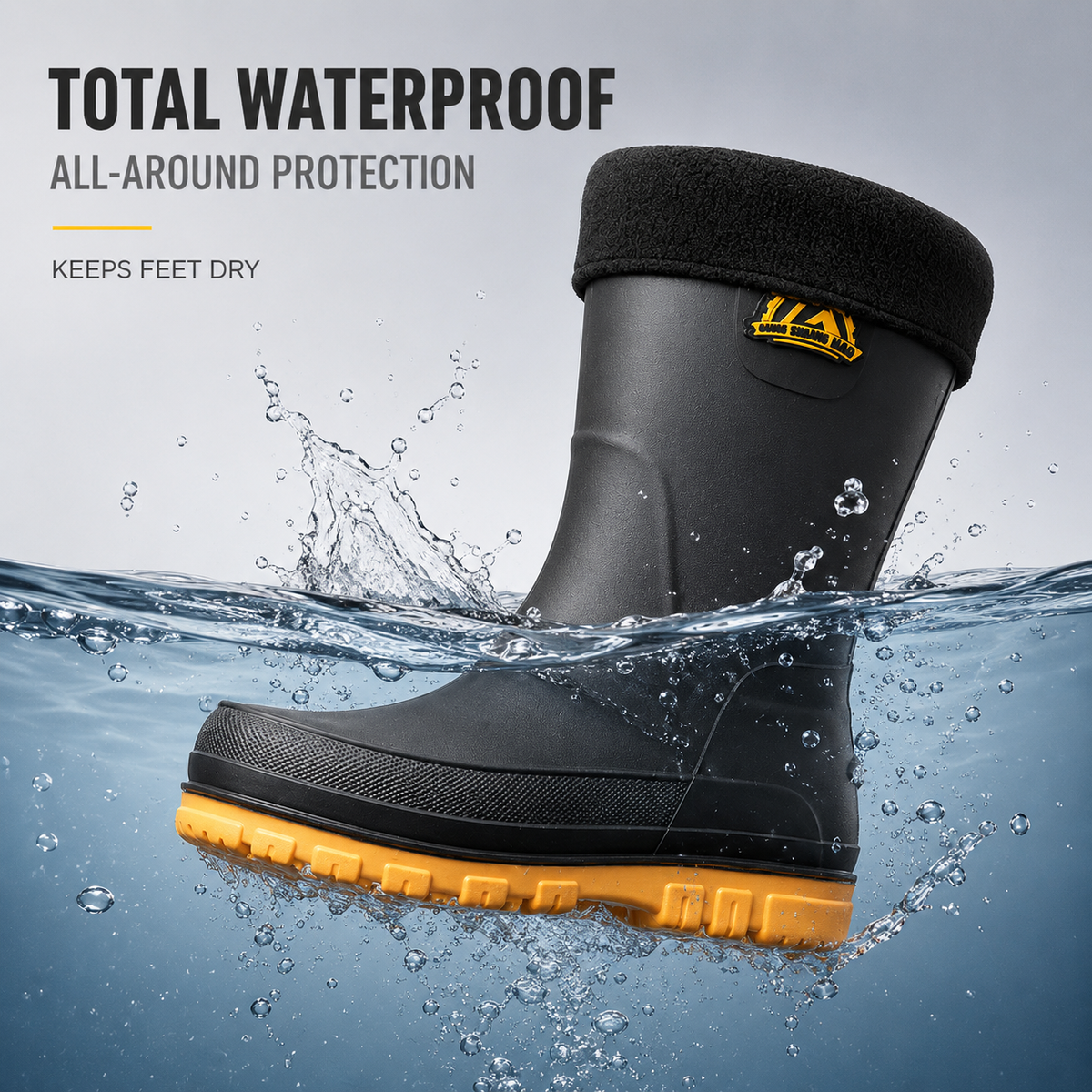 Waterproof Insulated Mid-Calf Winter Rain Boots for Men – Non-Slip Faux Fur Lined Outdoor Work Boot