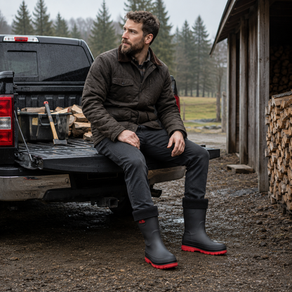 Waterproof Insulated Mid-Calf Winter Rain Boots for Men – Non-Slip Faux Fur Lined Outdoor Work Boot