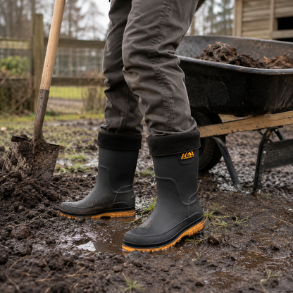 Waterproof Insulated Mid-Calf Winter Rain Boots for Men – Non-Slip Faux Fur Lined Outdoor Work Boot