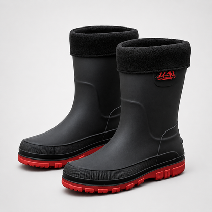 Waterproof Insulated Mid-Calf Winter Rain Boots for Men – Non-Slip Faux Fur Lined Outdoor Work Boot