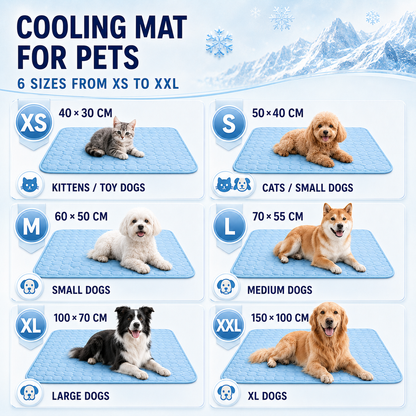 Machine-Washable Cool-Touch Pet Bed Pad for Dogs & Cats – Travel-Ready Foldable Chill Blanket for Summer Heat Relief, 6 Size Options for
