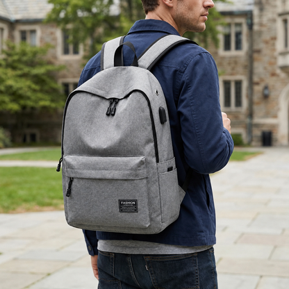 Streamlined Daily Commuter Backpack with Padded Laptop Sleeve & Optional USB Port for School, Work & Travel