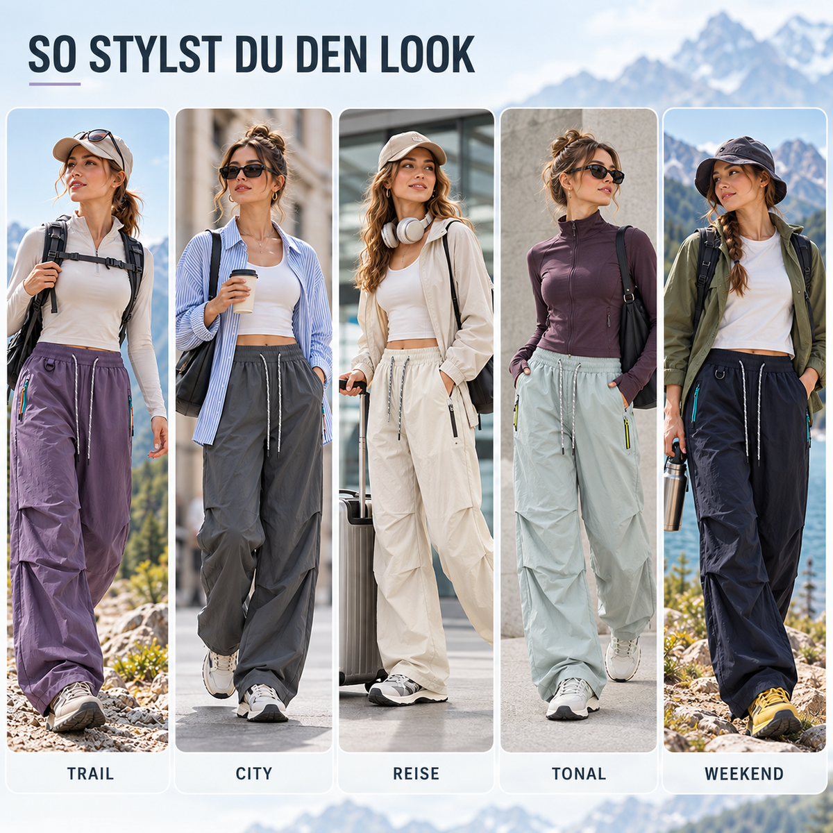 Women's Water-Resistant Wide-Leg Hiking Pants with Adjustable Waist & Cuffs for Outdoor Adventures