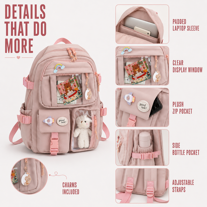 Student Backpack with Laptop Sleeve & Organizer Pockets – Adjustable Padded Straps, Ergonomic Design for School & Campus